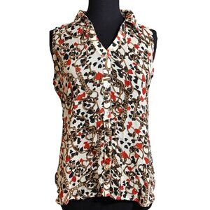 Unbranded Hearts & Chains Theme Sleeveless V-neck Sheer Blouse Women's Size L